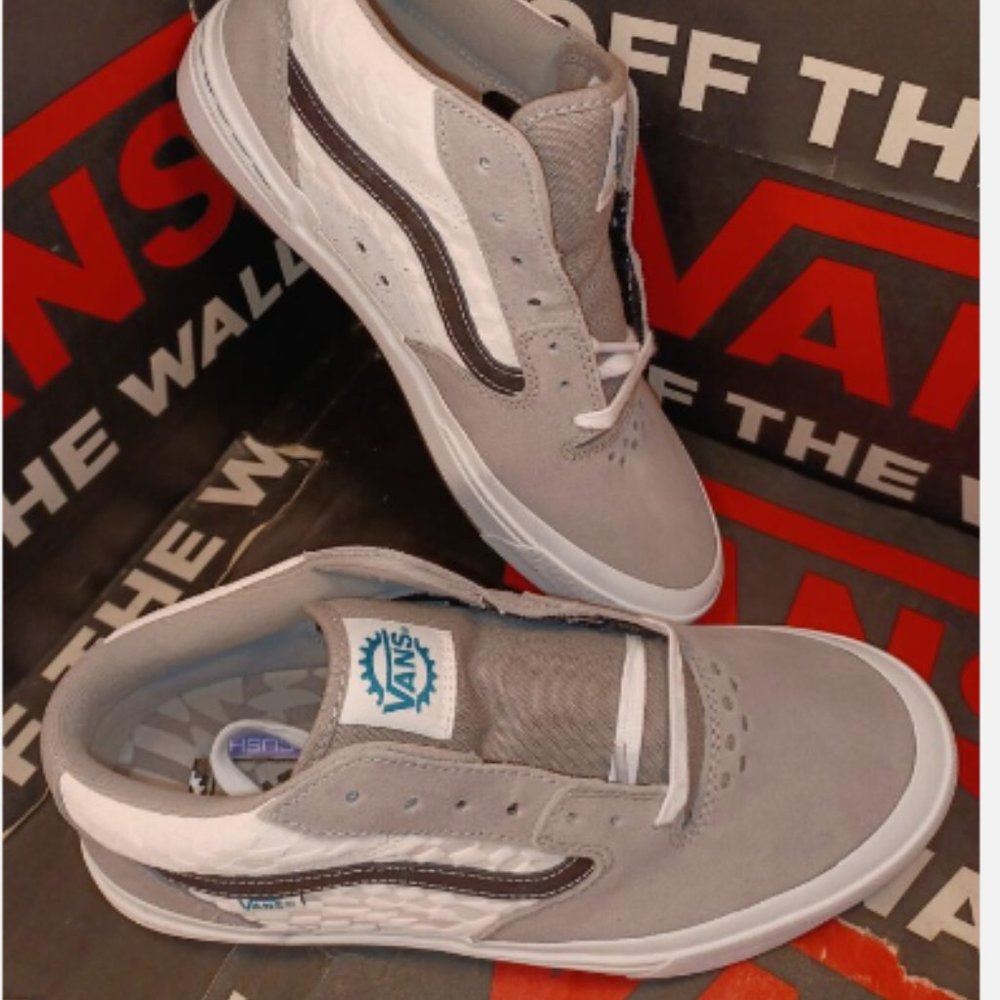 RARE Vans Men's 7.5 BMX Style 114 Kevin Peraza Grey White Black Mid Top